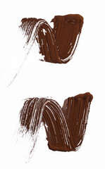 set of two brown mascara swatches, make up swatch, cosmetics textures, mascara, eyebrow mascara
