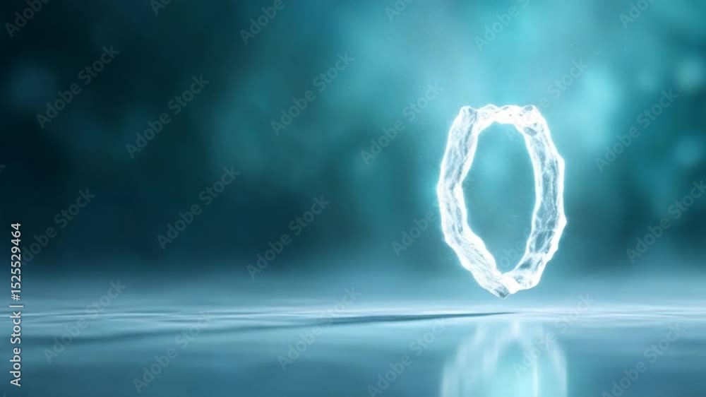 Poster Mysterious Portal: A luminous portal shimmers in a tranquil, ethereal space, inviting curiosity and wonder. An image that can be used for any theme in science fiction.
