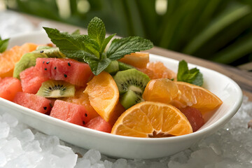 Refreshing Summer Fruit Salad Watermelon, Kiwi, and Orange