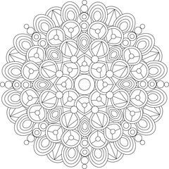 Geometric Floral Flower Botanical Detailed Mandala Adult Coloring Page Intricate Circular Pattern Zentangle