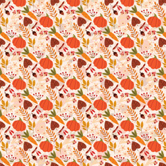 Colorful Seamless Botanical Floral Pattern with Hand-Drawn Flowers and Leaves – Ideal for Wrapping Paper, Fashion Fabrics, Wallpapers, and Stationery Design