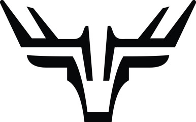 Black and White Deer Logo  Bold Horned Wildlife Symbol Vecto