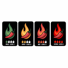 Spicy Heat Levels Mild to Extra Chili Pepper Scale