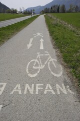 bicycle path marking on the street