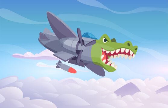 Crocodile airplane. brain rot funny picture with crocodilo bombardiro