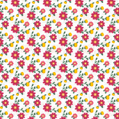 Seamless Hand Drawn Vintage Floral Pattern with Delicate Botanical Illustrations, Retro-Inspired Blooming Flowers, and Ornamental Garden Elements for Textile, Wallpaper, Fabric, and Packaging Design