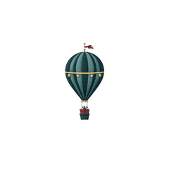 Obraz premium Vintage hot air balloon with striped pattern and decorative elements floats against plain background, evoking sense of adventure and nostalgia