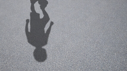 Concept or conceptual background of floor texture surface with a human shadow as silhouette. A 3d illustration metaphor to young childhood education, fun happy family child parent relationship design