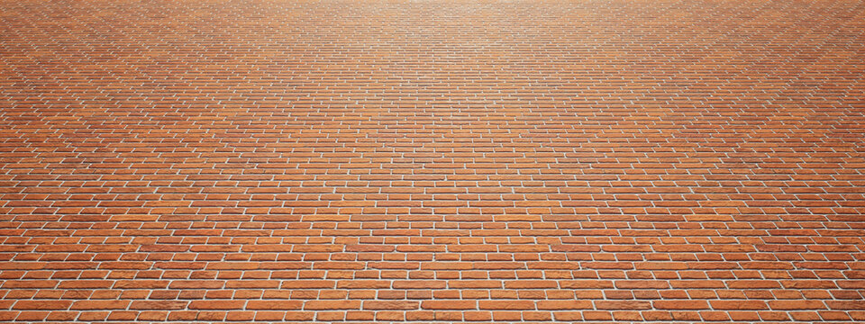 Concept or conceptual vintage or grungy brown background of rough brick texture floor as a retro pattern layout. A 3d illustration for construction, architecture, urban and interior design