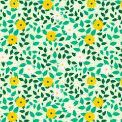 Seamless Vector Floral Pattern – Elegant Hand-Drawn Botanical Illustration with Repeating Design for Fabric, Wallpaper, and Digital Backgrounds