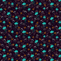 Seamless Vector Floral Pattern – Elegant Hand-Drawn Botanical Illustration with Repeating Design for Fabric, Wallpaper, and Digital Backgrounds