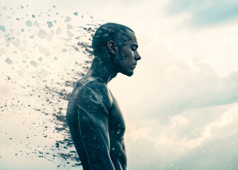Fototapeta premium Disintegrating Man – Surreal Concept of Human Dissolution