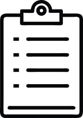 A single isolated flat design vector-style icon of a clipboard with paper, representing office tasks or checklist.