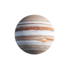 Jupiter, largest planet in our solar system, is depicted with its iconic swirling clouds and Great Red Spot, showcasing its majestic and dynamic atmosphere