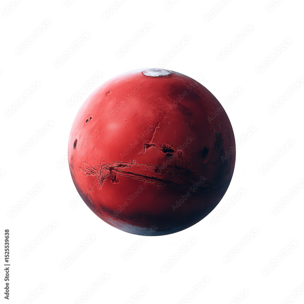 Aufkleber digitally rendered image of red planet, resembling mars, with visible surface details and polar ice 