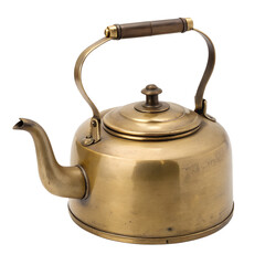 Vintage copper kettle kitchen appliance isolated on transparent background