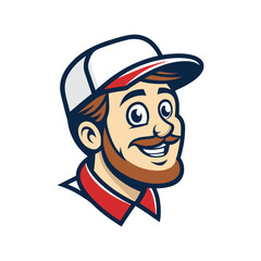 Man Character Mascot Cartoon Vector Illustration
a portrait of a smiling man mascot head with a mustache in black and white style, American Patriot Mascot on shield with US flag
Young Plumber cartoon
