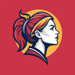 girl with long hair Woman face logo mascot
