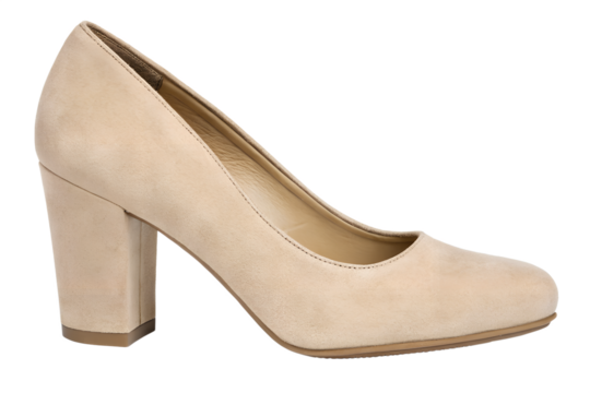 Elegant beige heel footwear for women isolated on transparent background