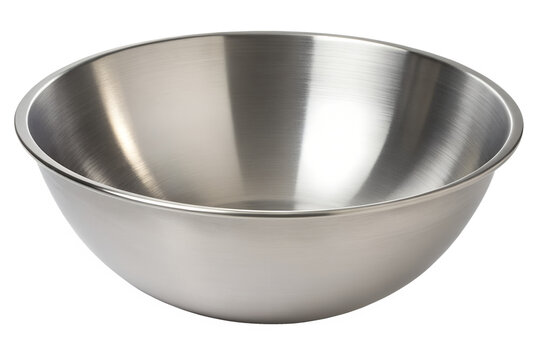 Metal mixing bowl kitchen utensil shiny isolated on transparent background