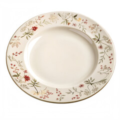 Floral decorative dishware for dining use isolated on transparent background