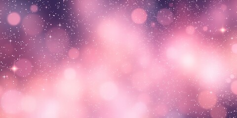 A dreamy pink and purple cosmos background with bokeh lights and scattered star dust effect