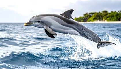 Fototapeta premium Dolphin leaping in ocean