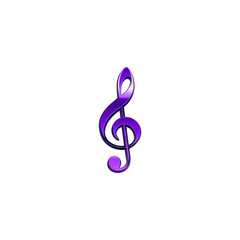 Fototapeta premium Vibrant purple treble clef symbol stands out against transparency background, representing music and creativity. glossy finish adds modern touch to this classic musical icon