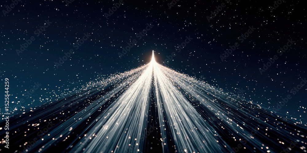 Poster abstract light streaks against starry sky, symbolizing innovation and technological advancement in t