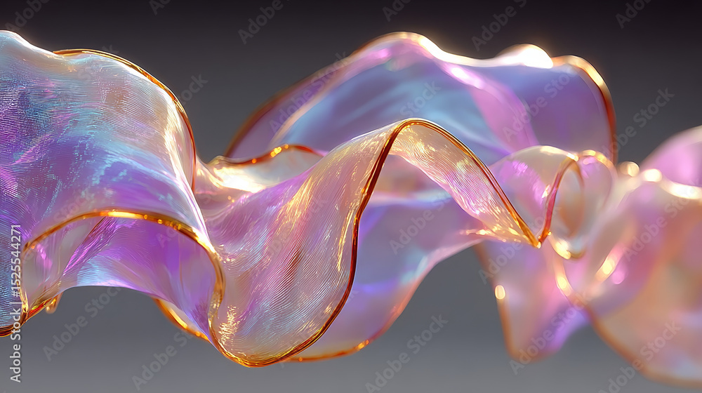Poster abstract liquid glass transparent ribbon. realistic vector illustration of blue and purple spectrum 