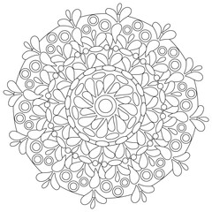 Geometric Floral Flower Botanical Detailed Mandala Adult Coloring Page Intricate Circular Pattern Zentangle