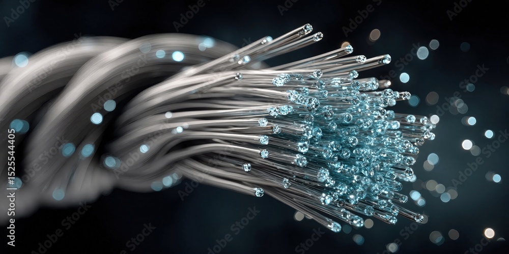 Aufkleber fiber optic cables glowing with data transfer, representing connectivity and digital transformation 