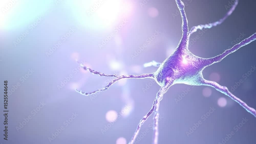 Aufkleber Neuron Cell Microscopic View: An illustration showcases a detailed view of a neuron cell, highlighting its intricate structure and complex network of dendrites and axons.