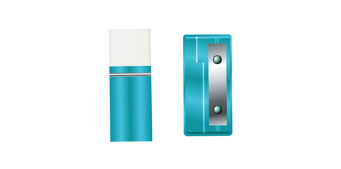 Eraser And Sharpener On White Background, School Equipment Vector Illustration.	