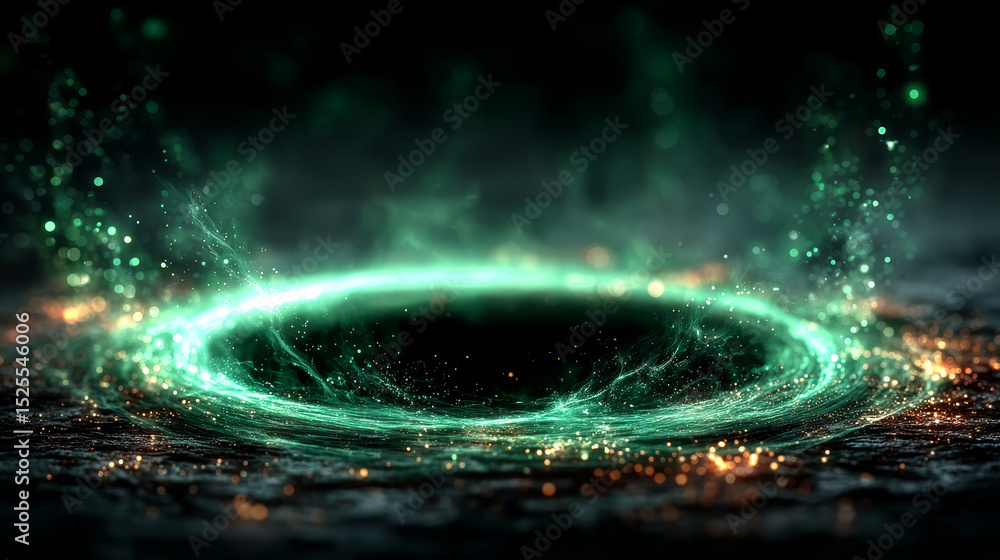 Poster green game healing swirl light vector effect. isolated neon circle with blur and glitter on transpar