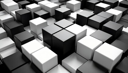 Abstract black and white cubes