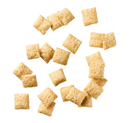 Tasty corn pillows isolated on white background top view.