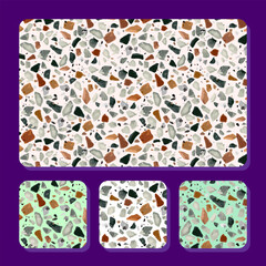 Fototapeta premium Seamless Terrazzo Stone Pattern Collection with Color Variations Modern Abstract Decorative Background for Interior Design, Flooring, Wall Tiles, and Creative Surface Textures