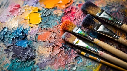 Obraz premium Vibrant Artist's Palette with Paintbrushes