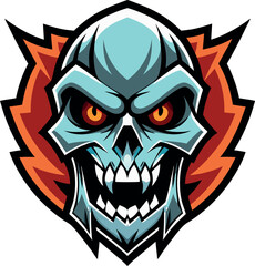 Angry Skeleton -Face Mascot Illustration