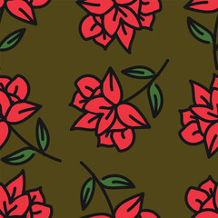 Botanical trendy seamless pattern. Flower and leaves abstract shape doodle art design for print, wallpaper, clipart, wall art for home decoration