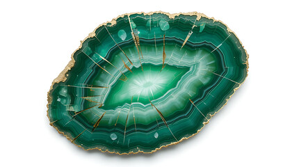 Luxury green onyx marble slab with golden cracks. Abstract stone texture.
