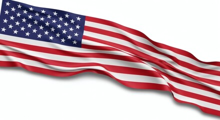 Obraz premium Waving Glory A Captivating Rendering of the American Flag on Isolated White