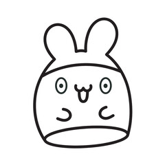 Adorable Cartoon Bunny Rabbit Illustration Happy, Cute, Kawaii Line Art