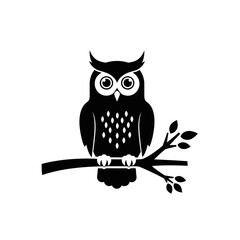 Fototapeta premium Owl icon symbolizing Halloween perched on a branch