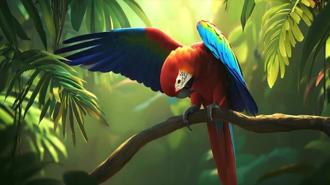 Vibrant parrot in lush jungle (1)