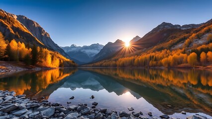 Fototapeta premium sunset in the mountains