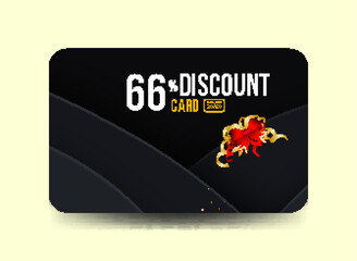 Premium Voucher Card Template 66% Discount with Golden Accents Modern Elegant Gift Card Black and Gold Theme Luxury Card Design Black and Gold Promotional Template