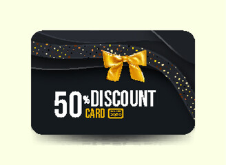Premium Voucher Card Template 50% Discount with Golden Accents Modern Elegant Gift Card Black and Gold Theme Luxury Card Design Black and Gold Promotional Template