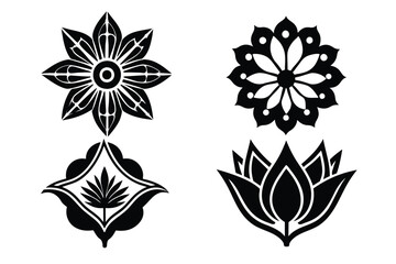 Obraz premium Elegant Black and White Floral Designs Vector Flower Illustrations for Design Projects